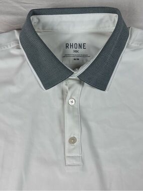 RHONE White Performance Golf Polo Gray Contrast Collar